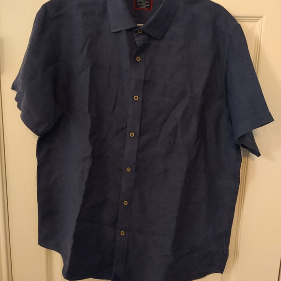 UNTUCKit Cameron WR 100% Linen Short Sleeve Button Up Shirt Men's sz Large. - Picture 3 of 6